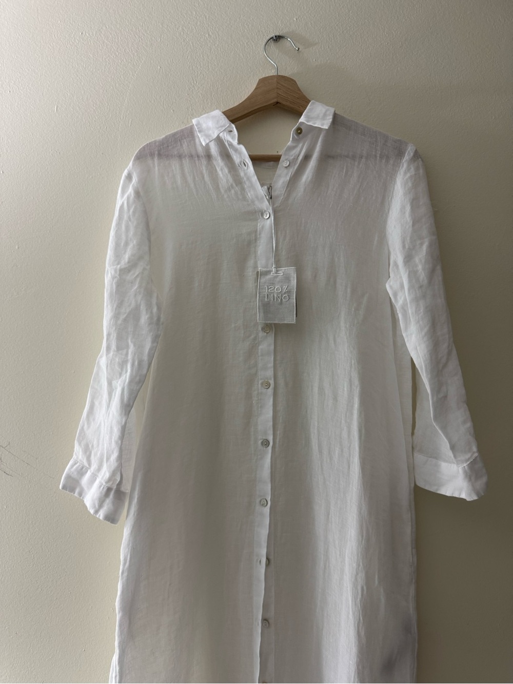 White Linen Longline Button-Down Shirt - Casual Men's Shirt